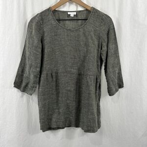 Pure Jill Linen Green Peplum Linen Blend 3/4 Sleeve Top Womens Size XS Beach